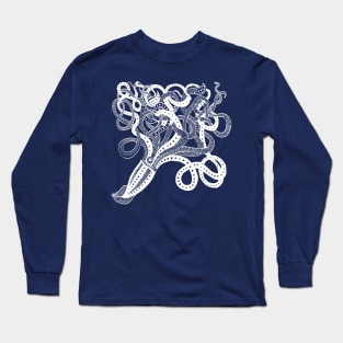 The Kraken- White Lineart Long Sleeve T-Shirt